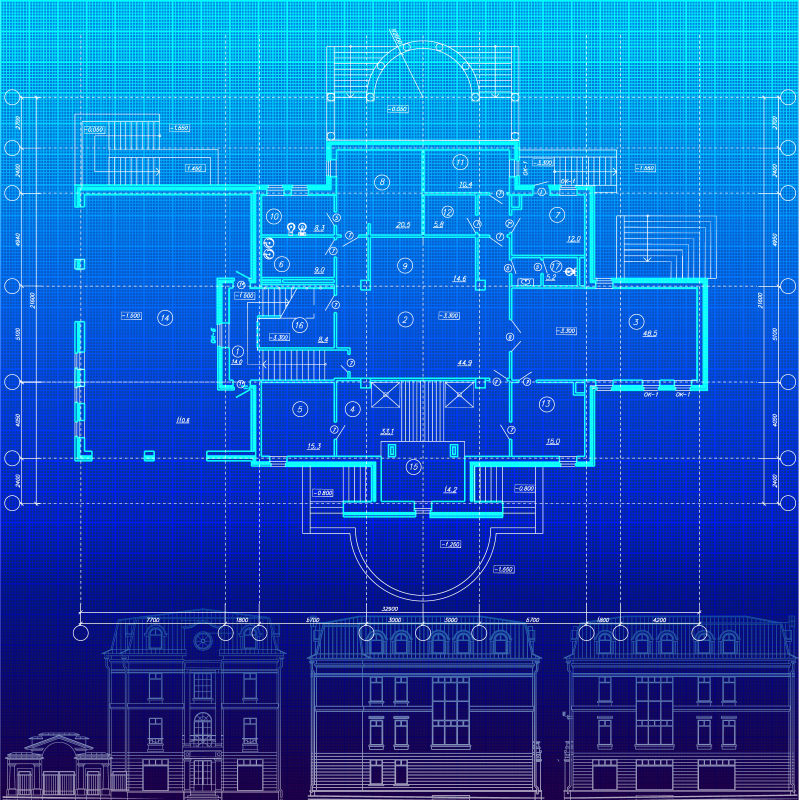 现代建筑的设计蓝图矢量