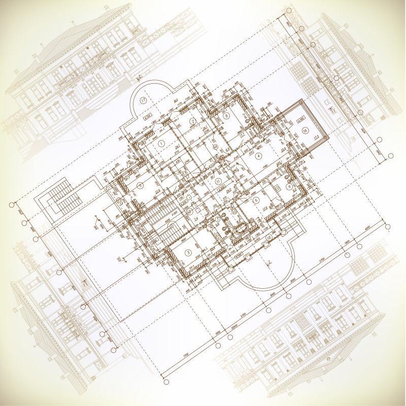 现代建筑设计图纸矢量