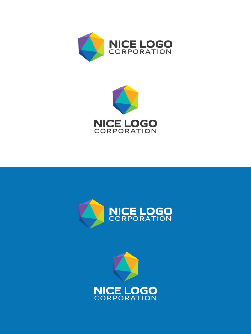 矢量彩色多边形logo设计