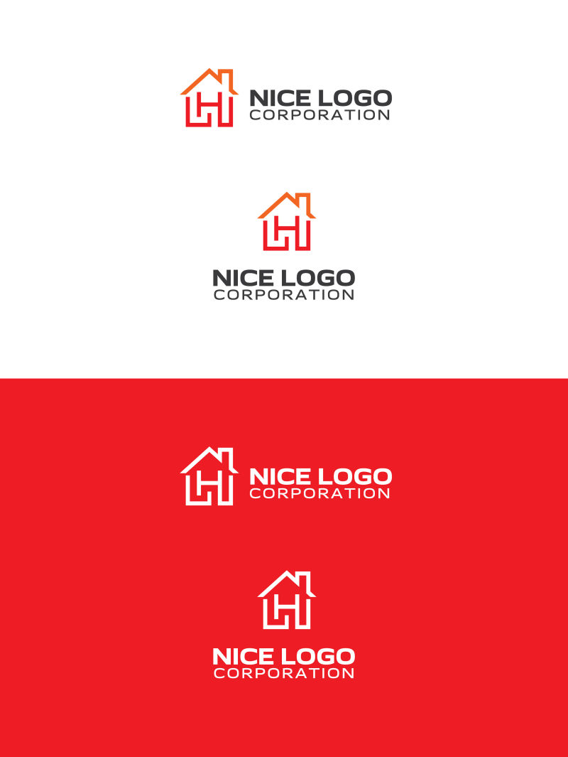 矢量创意房屋和字母logo设计