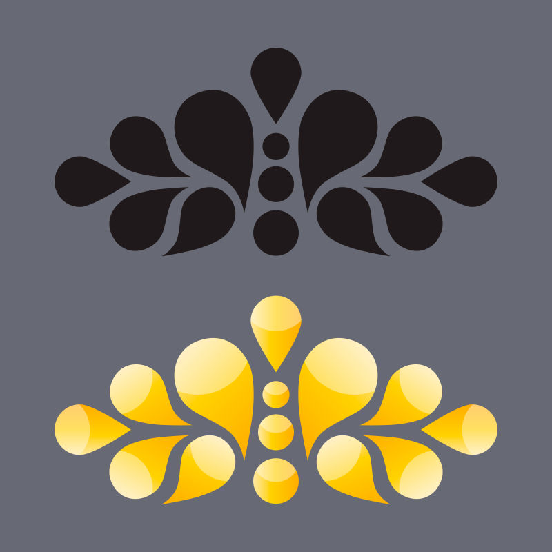 抽象的黄黑色花朵矢量设计元素