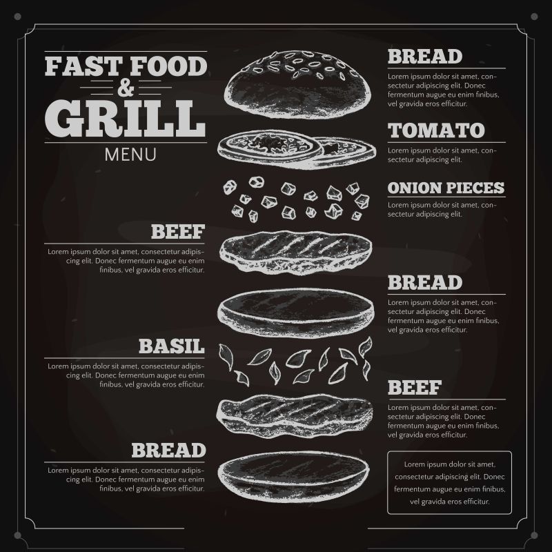 手绘快餐菜单插图矢量设计