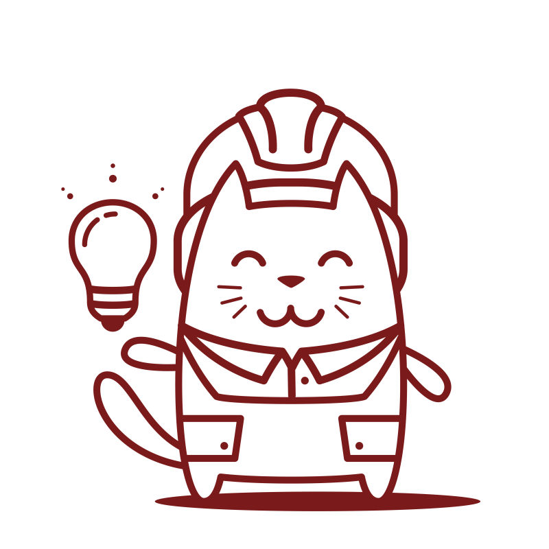 猫男微笑着拿着灯泡卡通矢量插图