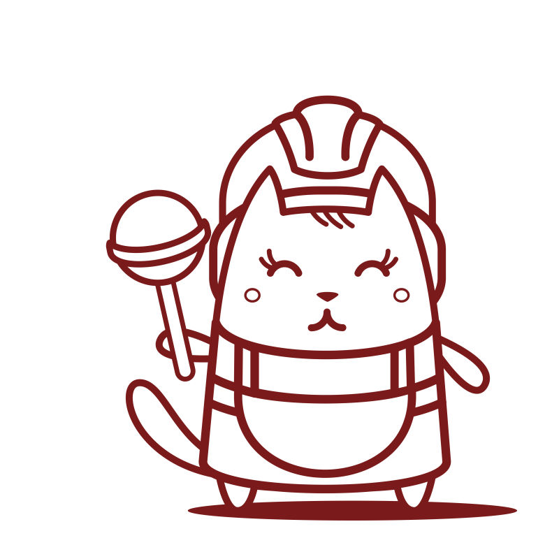 猫女站着微笑着抱着棒棒糖卡通矢量插图