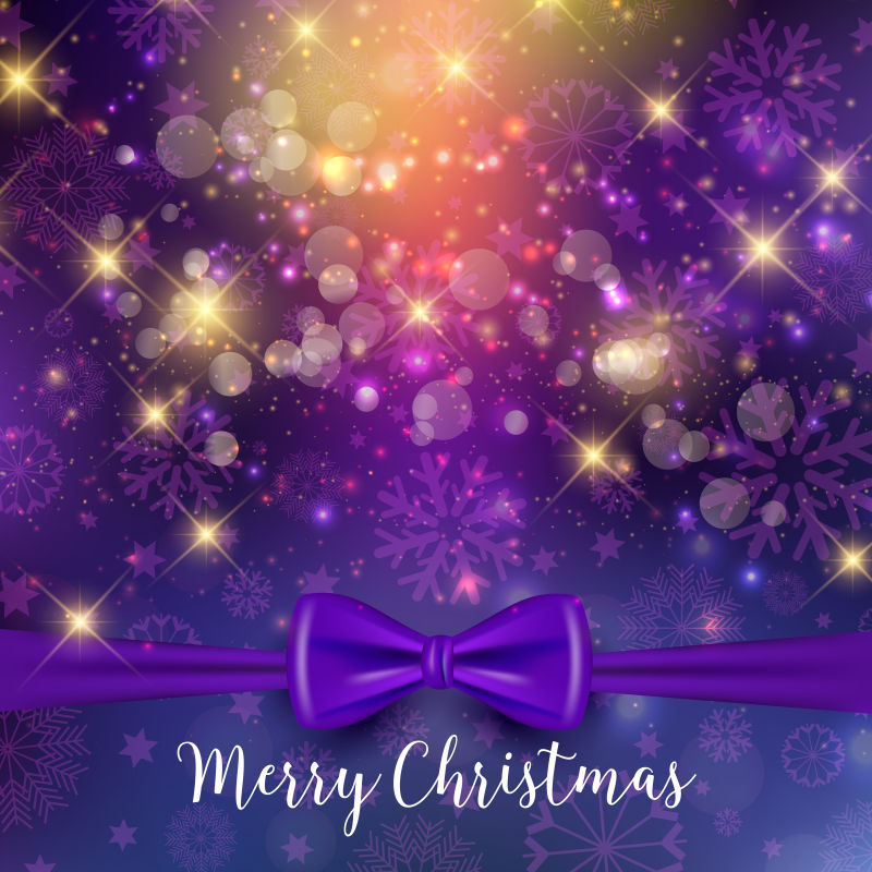 矢量带紫色缎带的圣诞节背景