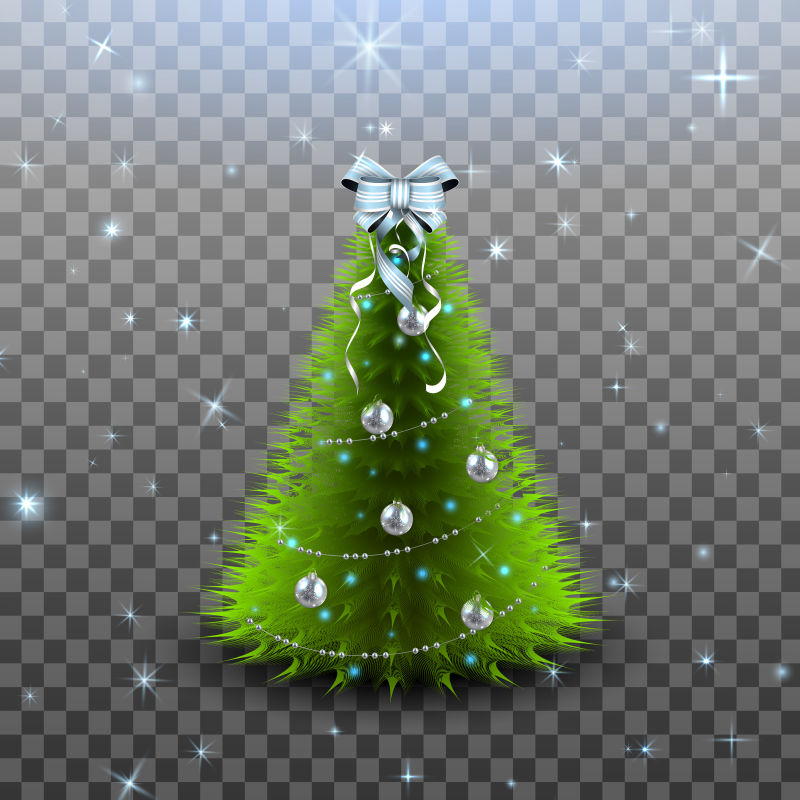 矢量绿色圣诞树装饰元素背景