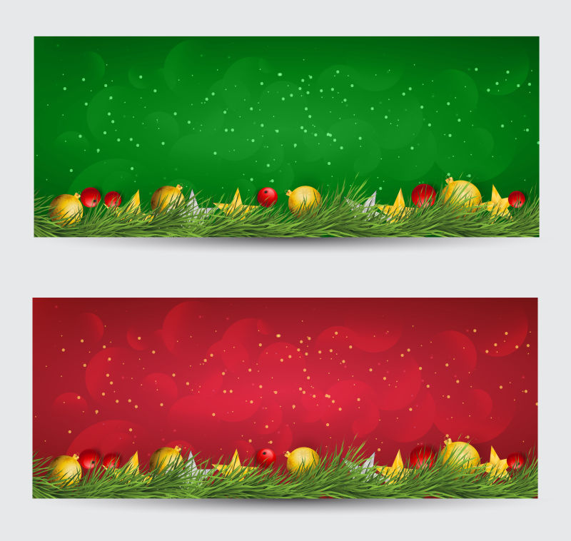 绿色饿红色矢量圣诞节海报