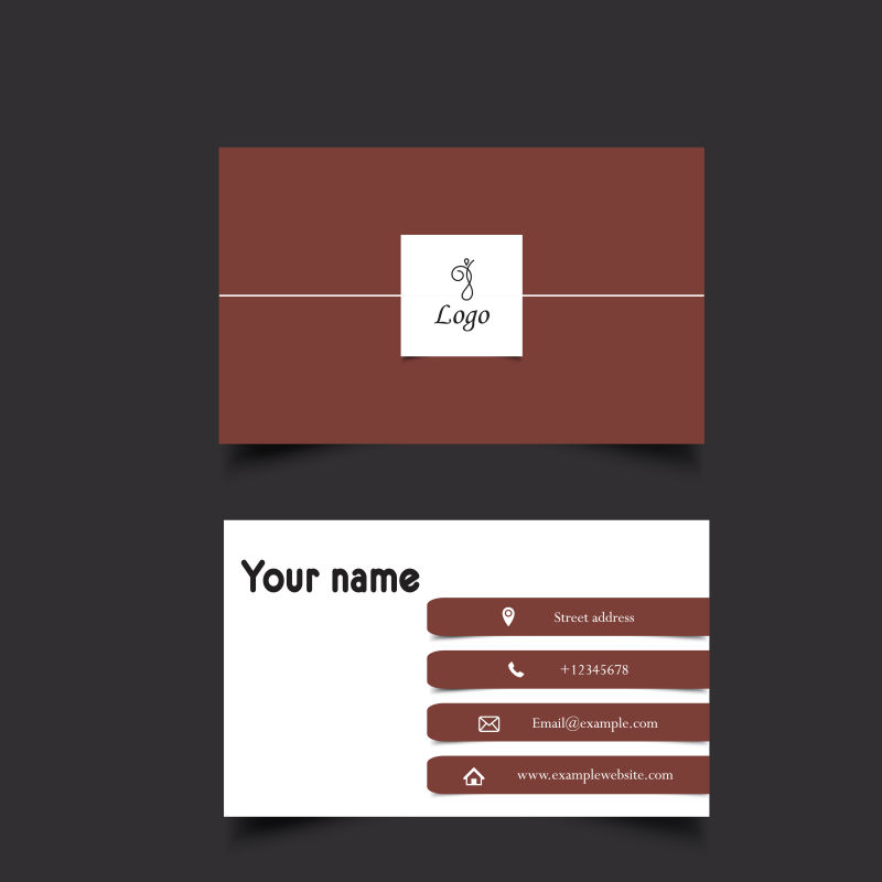 矢量棕色的几何图案名片设计