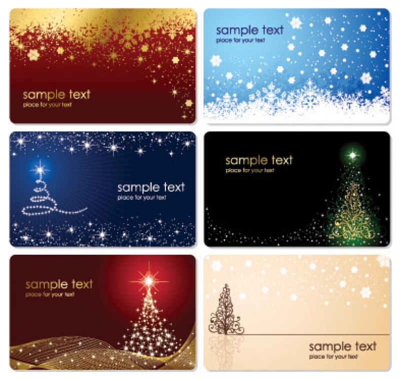 圣诞树与星星和雪花的卡片矢量插图