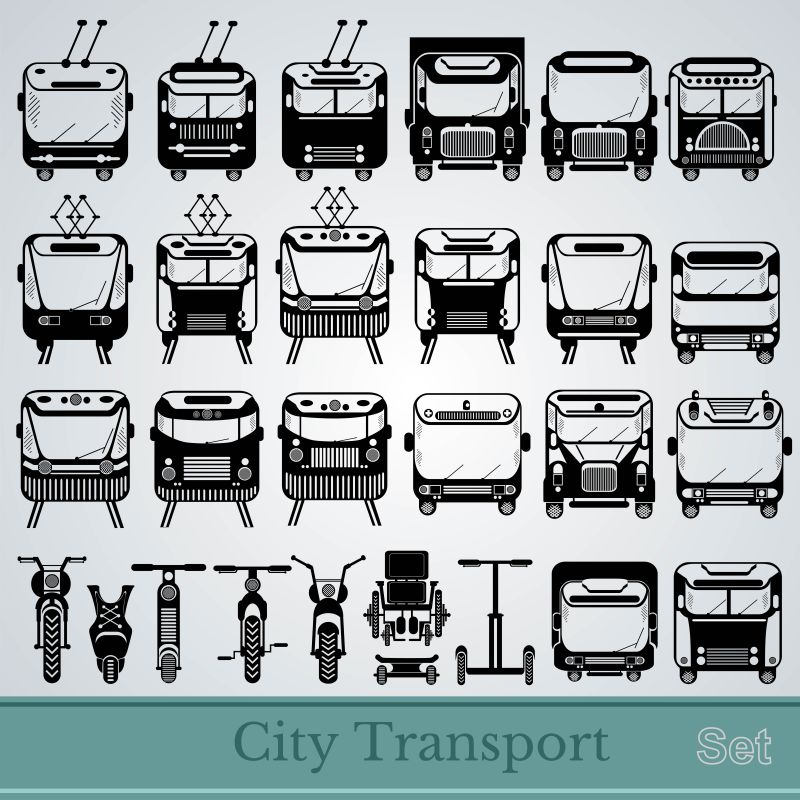城市交通图标矢量图
