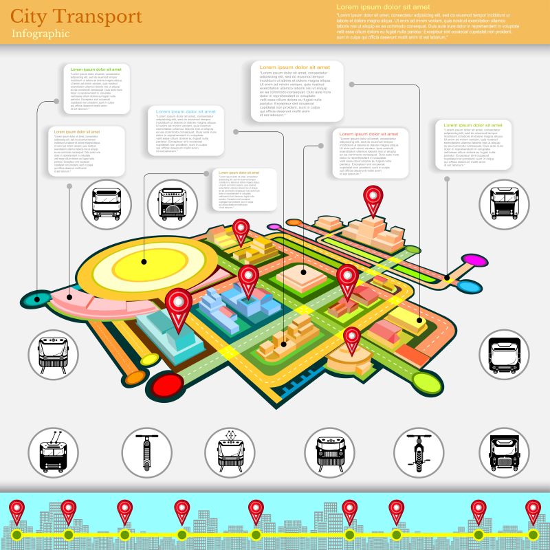 抽象城市交通信息图表矢量图