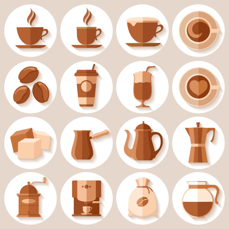 简洁风格咖啡图标矢量设计