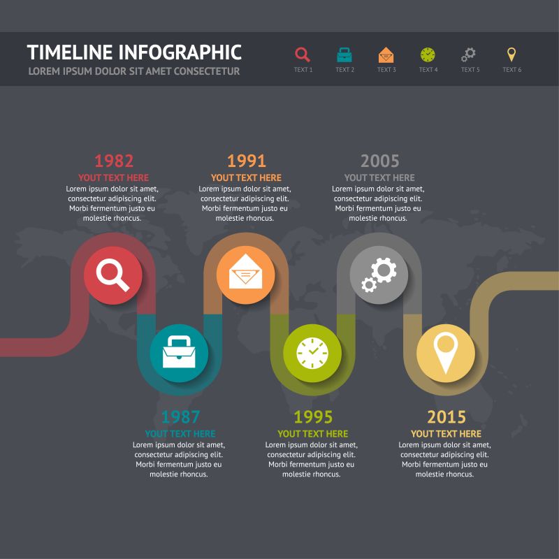 矢量抽象时间线信息图表设计图