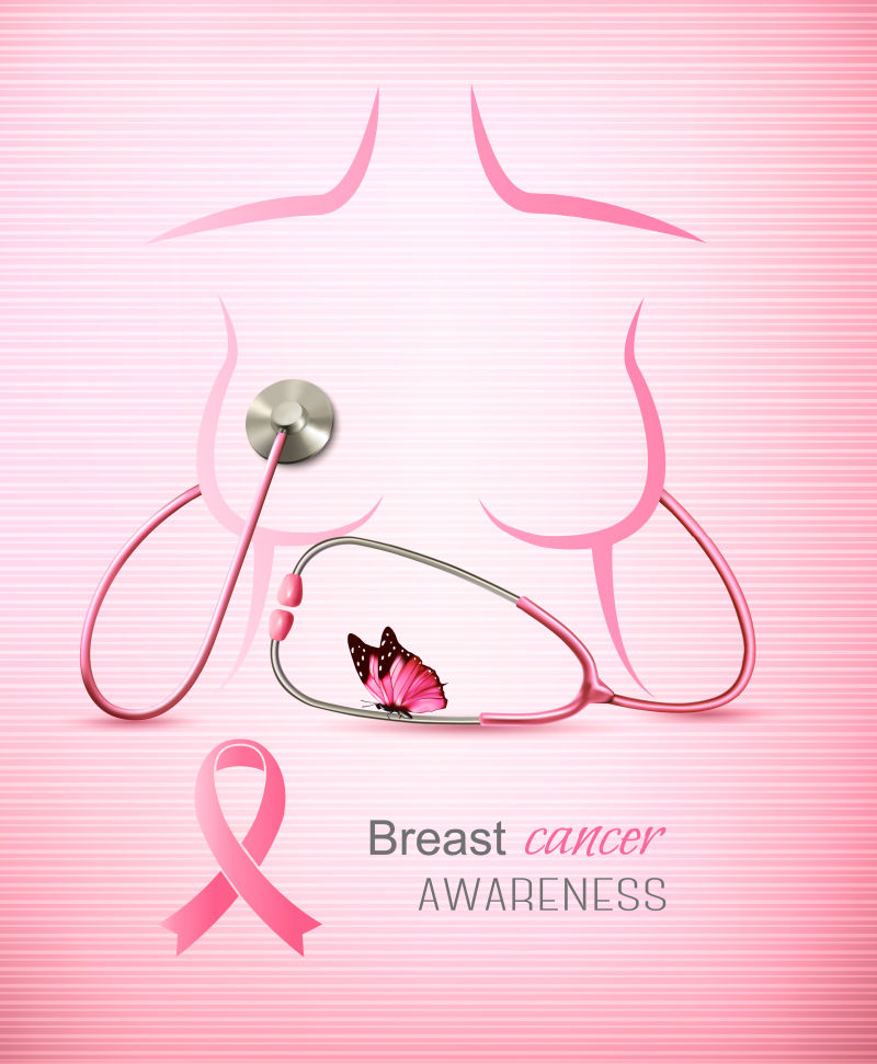 乳腺癌意识宣传海报矢量设计