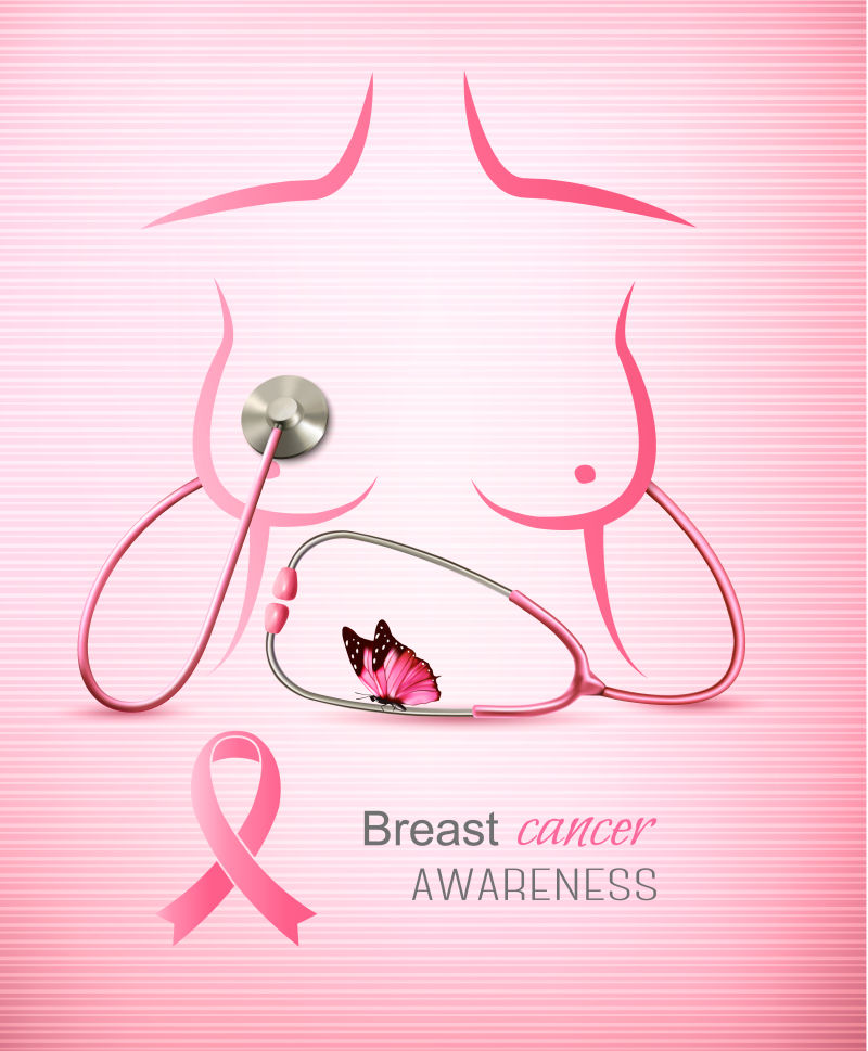 乳腺癌知识宣传背景矢量设计