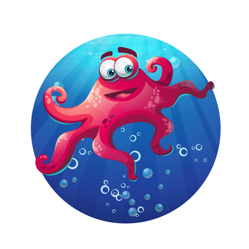创意矢量卡通海下的章鱼插图