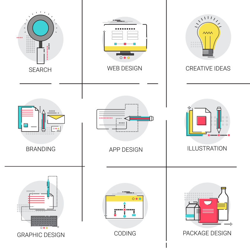 矢量创意开发概念的图标设计