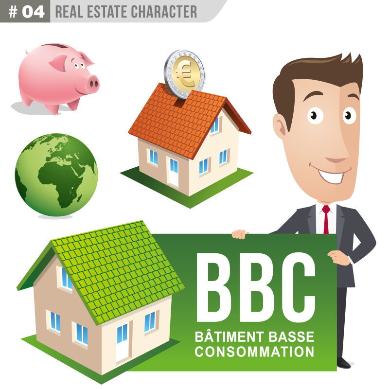 在BBC销售的环保房屋模型矢量图