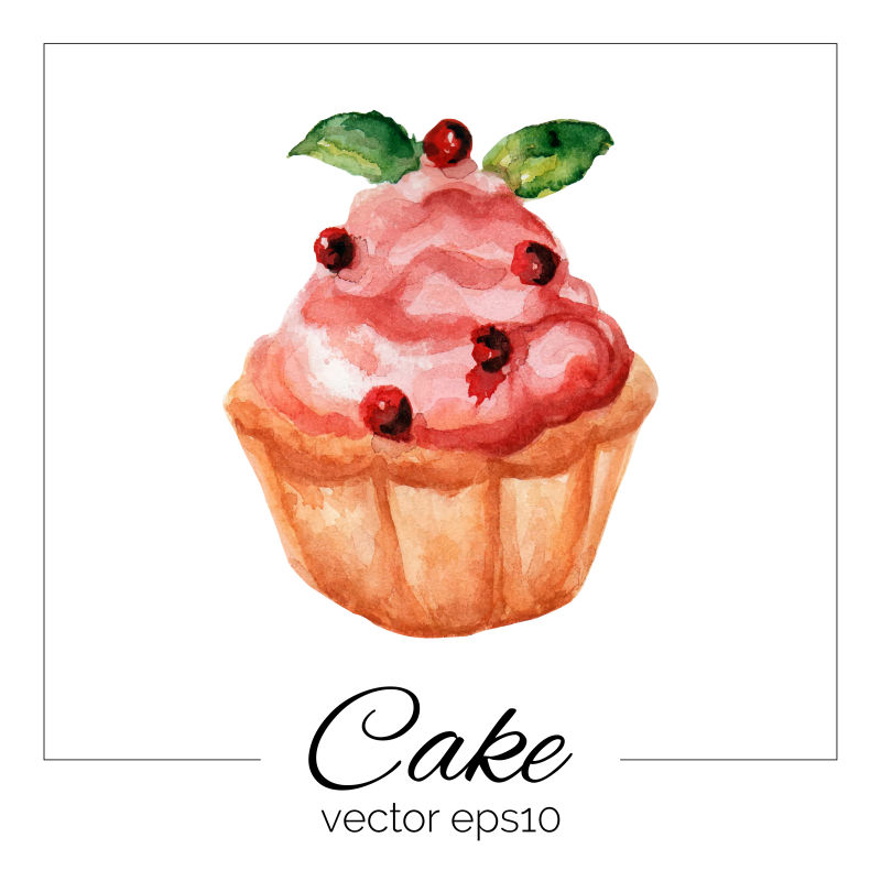 彩色手绘水果蛋糕矢量设计