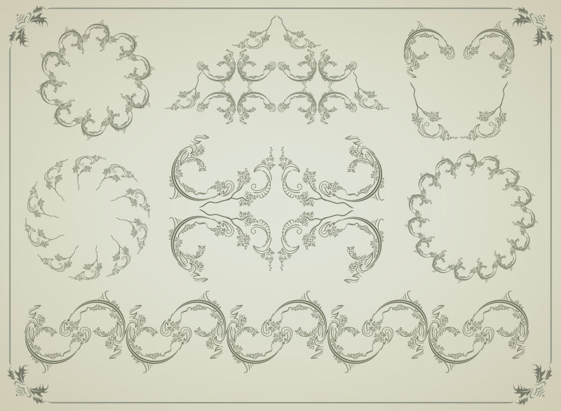 矢量花卉风格边框装饰设计