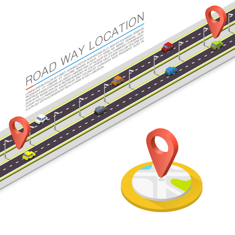 矢量公路上的汽车地理位置信息