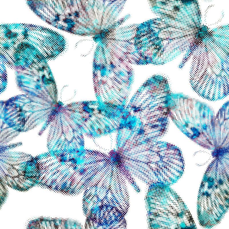 矢量彩色蝴蝶的无缝图案
