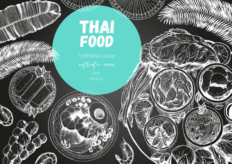 泰国食物横幅设计矢量插图