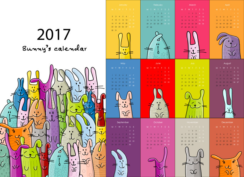 矢量设计宠物猫日历