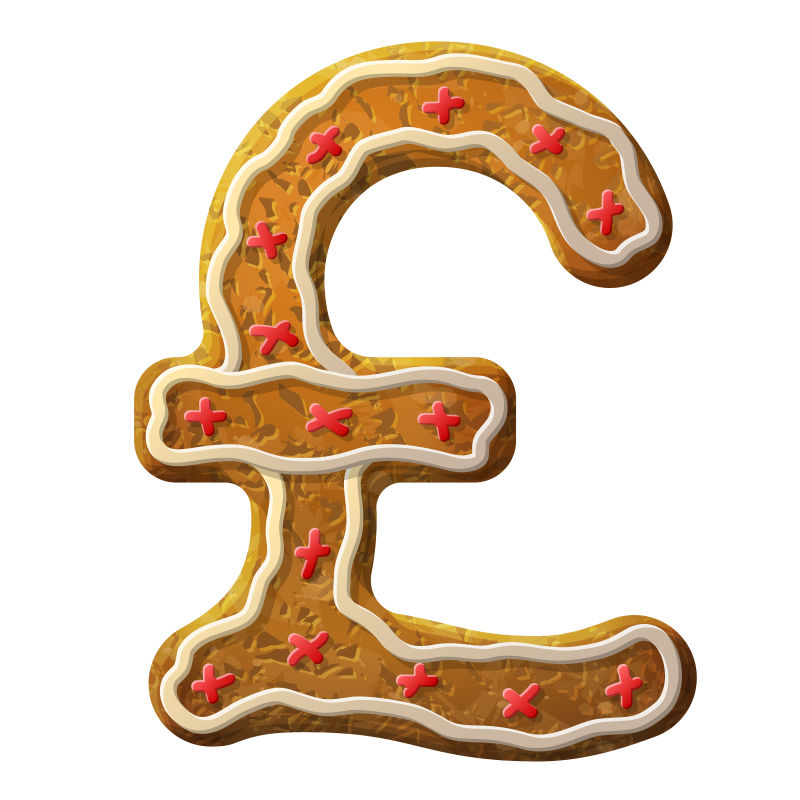 创意矢量英镑符号的圣诞姜饼设计