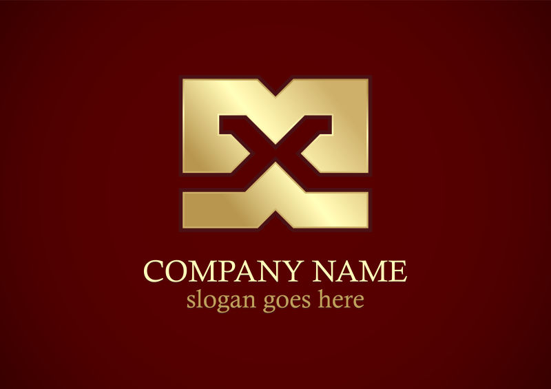 矢量字母X黄金公司标志