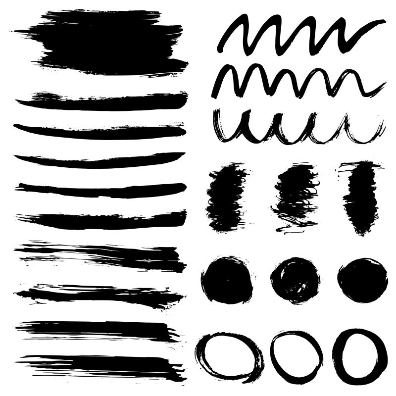 矢量抽象黑白抽象艺术笔触元素背景