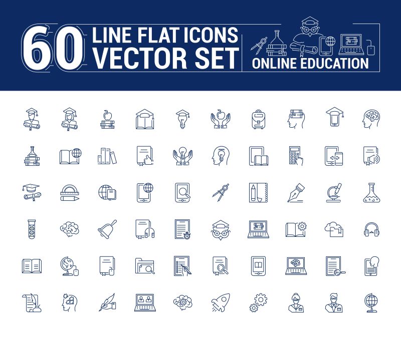 矢量抽象在线教育概念图标设计