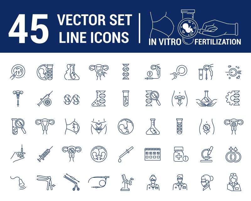 创意矢量人工授精技术细线图标设计