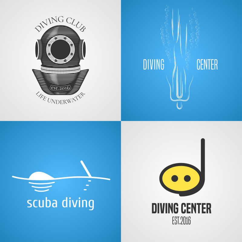 矢量潜水运动创意logo设计