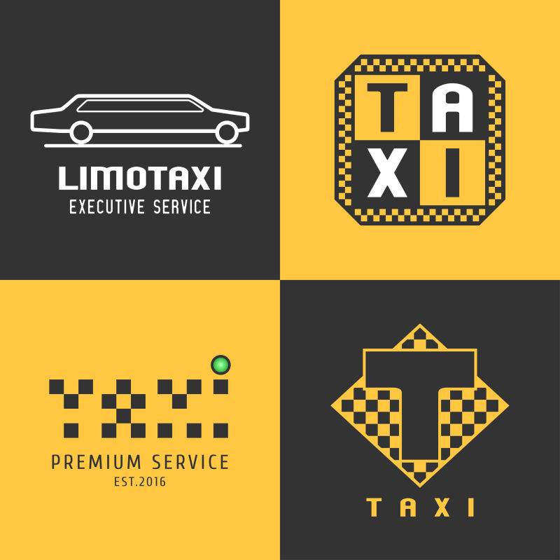 矢量黑黄色出租车创意logo设计