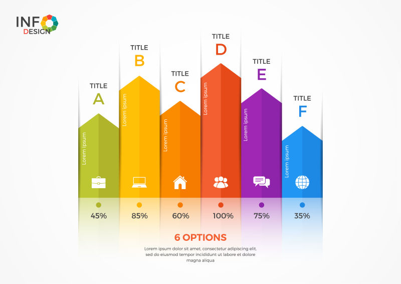 列图表信息图表有6个选项矢量