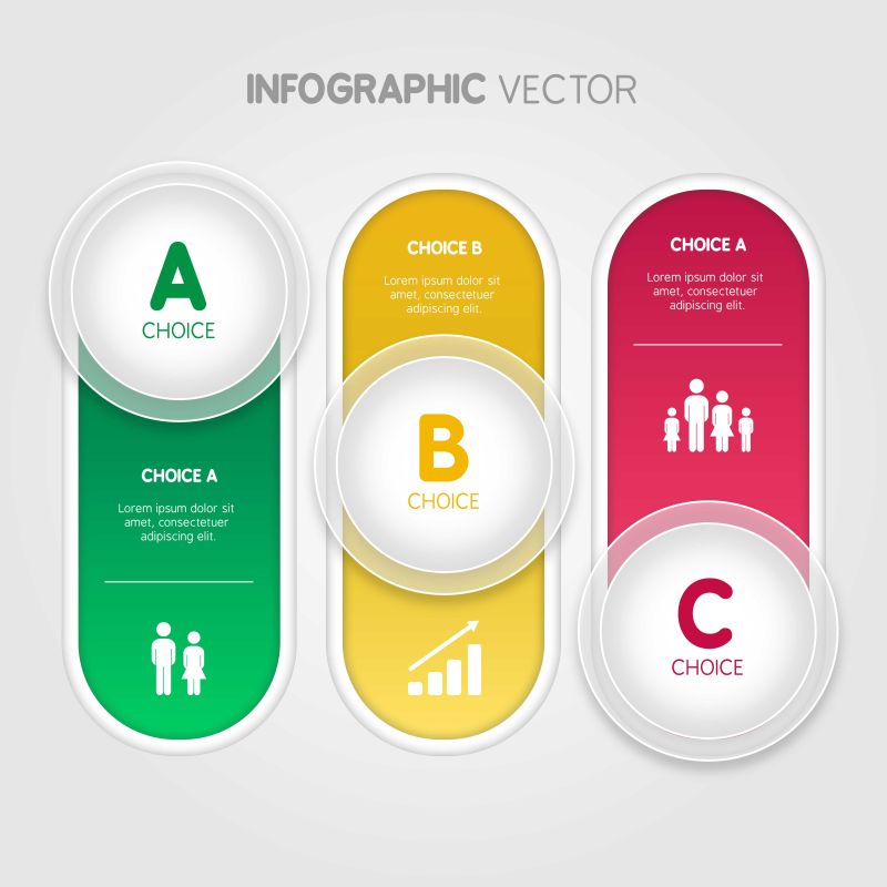 彩色按钮信息图表矢量