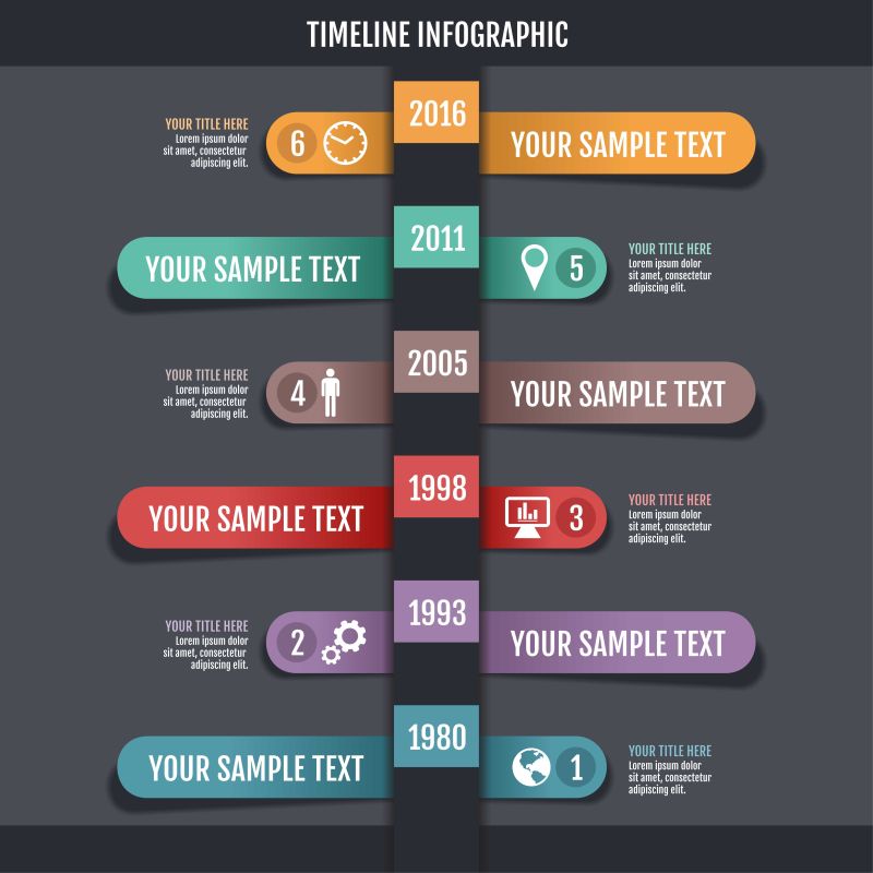 矢量时间线信息商业图表设计