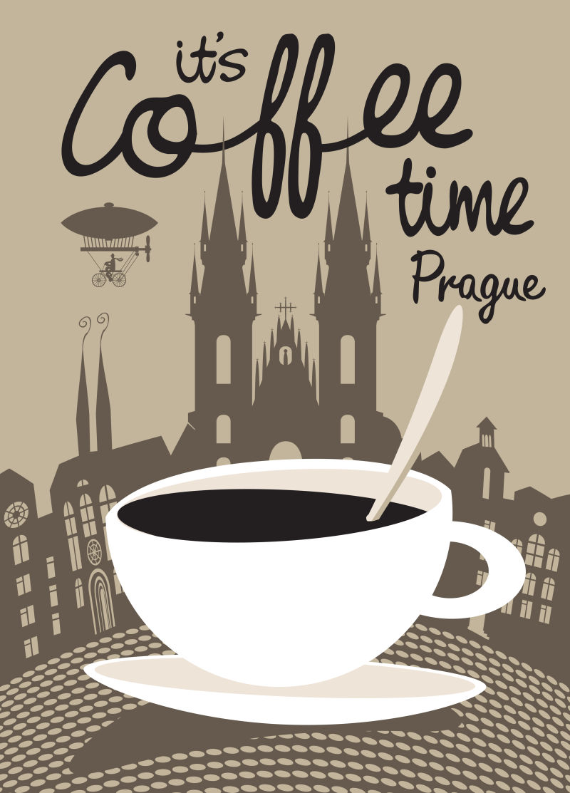 矢量的创意咖啡海报插图设计