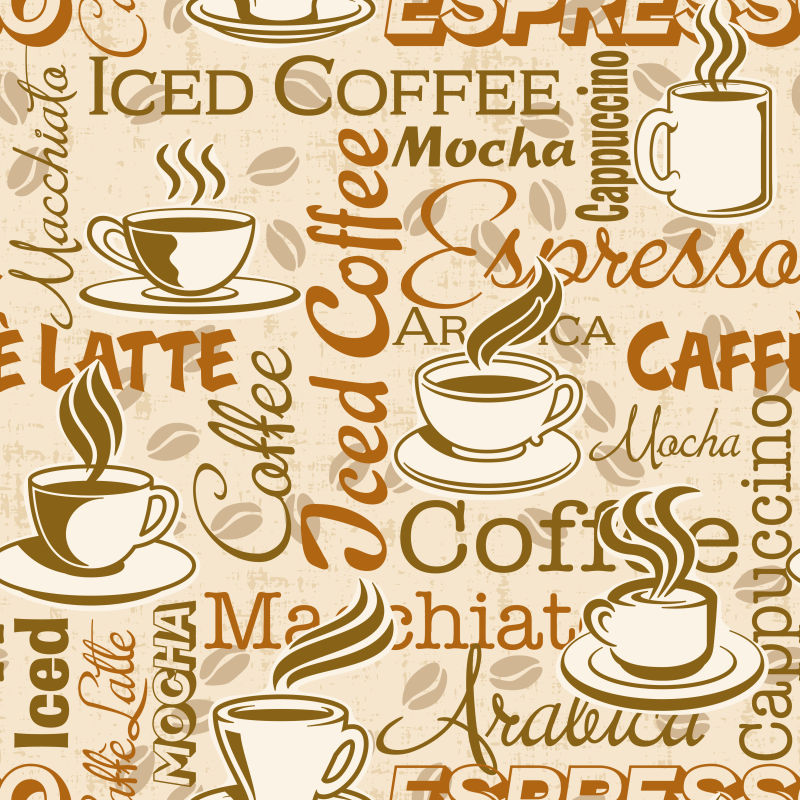 不同咖啡风向组成的矢量标签和设计元素