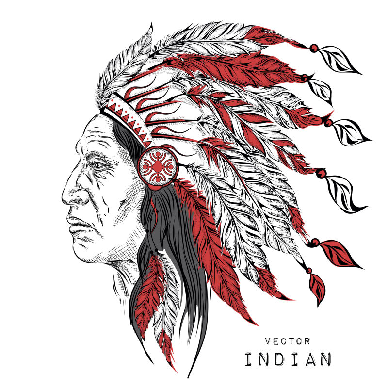矢量的印第安酋长肖像