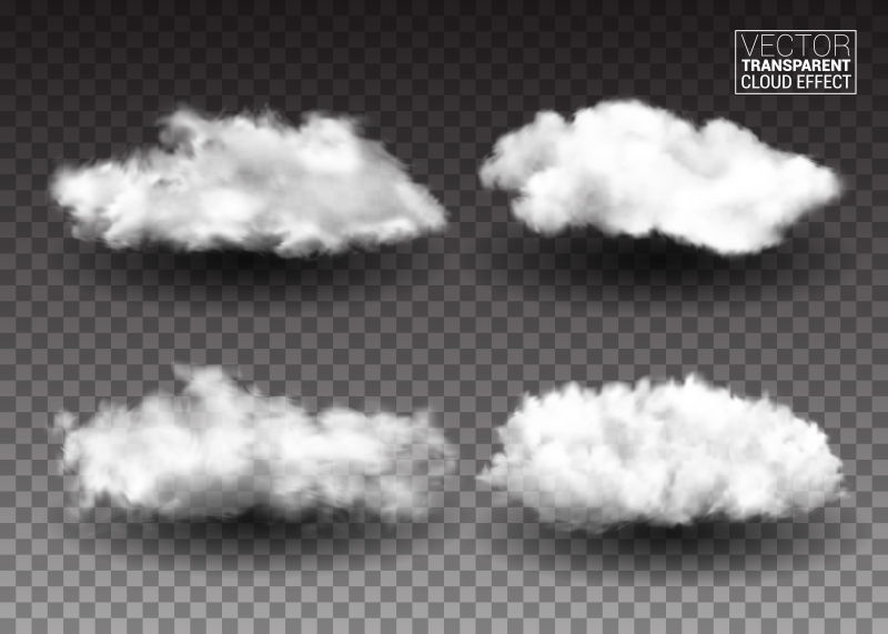 矢量抽象不同形状的白云设计元素