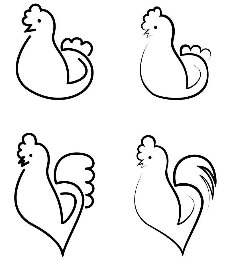 矢量的公鸡轮廓插图设计