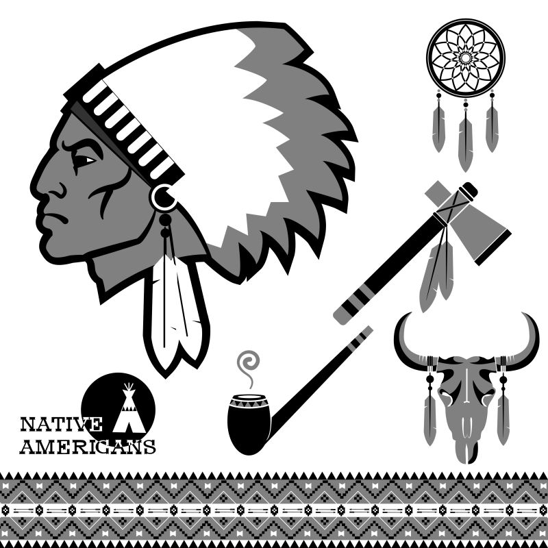 北美印第安人肖像矢量设计