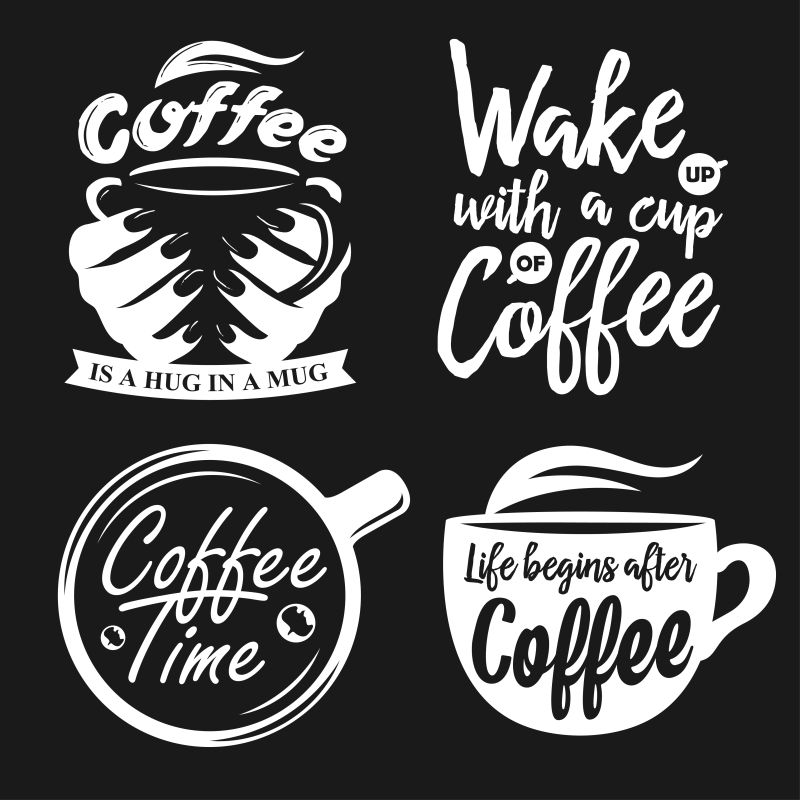 矢量手绘排版咖啡标签徽章
