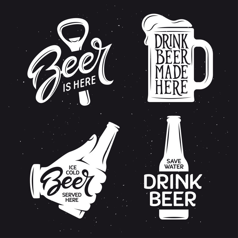 矢量与啤酒有关的黑板设计元素标签徽章