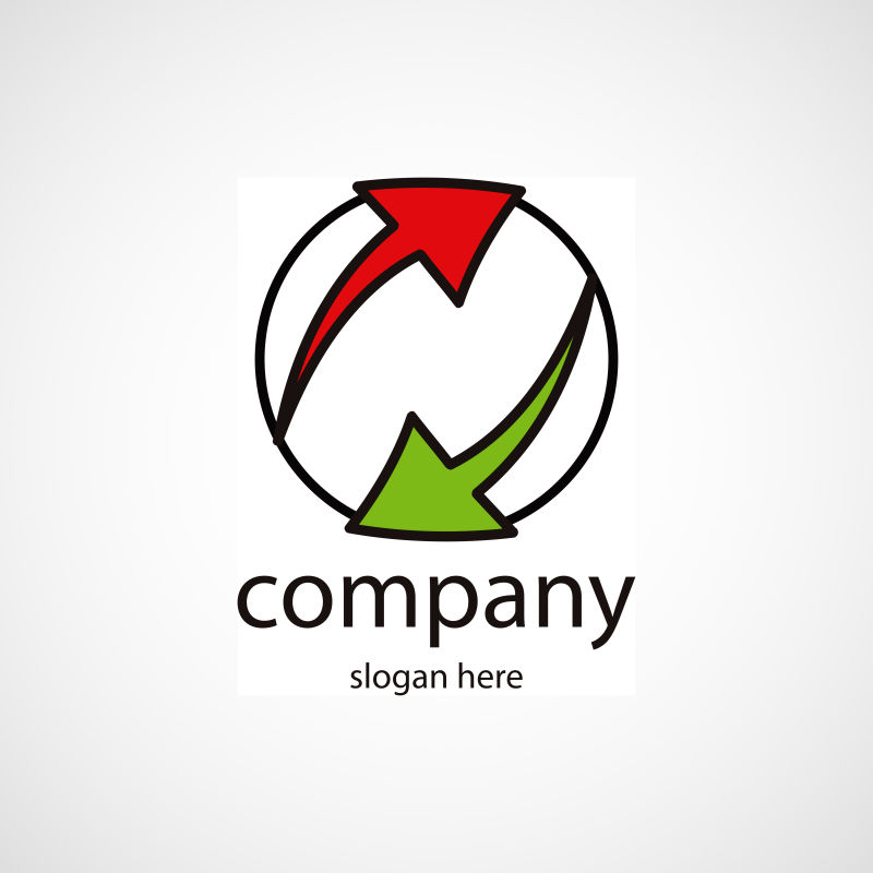 创意的红绿箭头公司标志设计矢量图