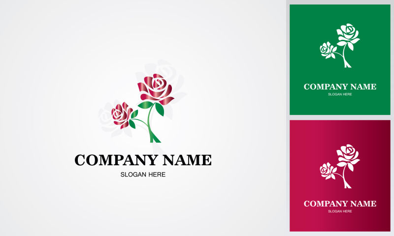 矢量玫瑰花logo样板设计图