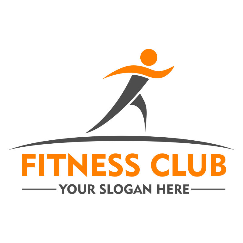 矢量灰色和橙色的健身俱乐部标志设计