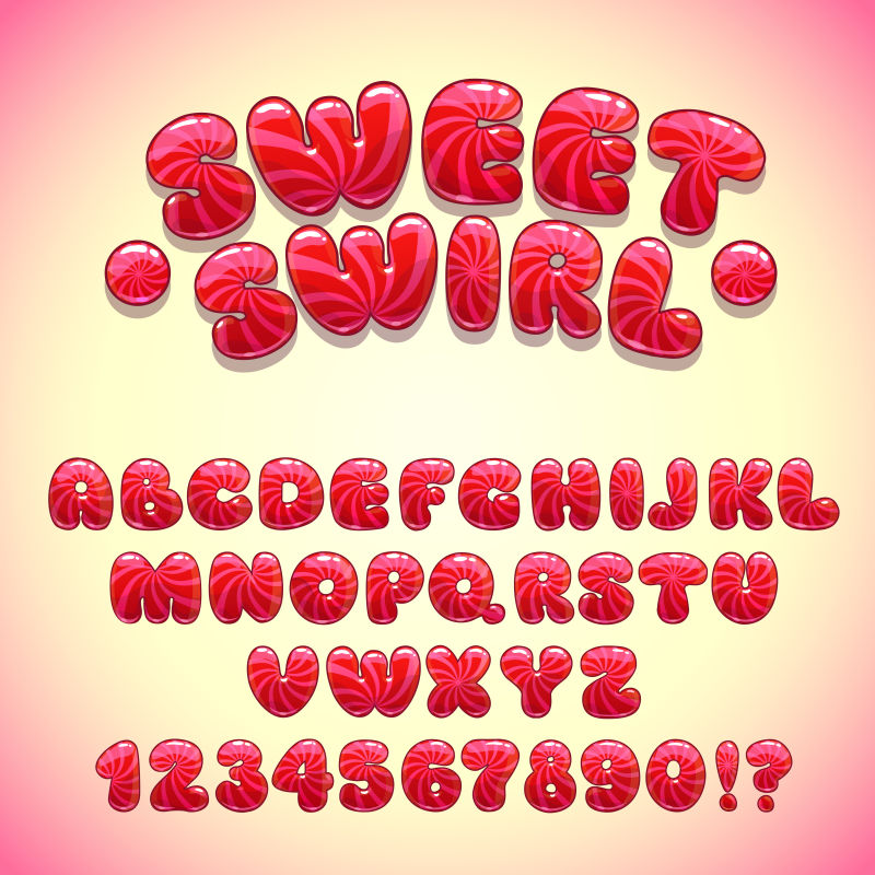 创意矢量卡通甜美糖果元素的字体设计